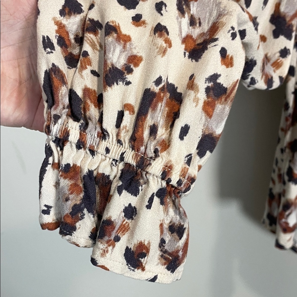 Savanna Jane Leopard Embroidered Boho Rayon Blouse M - Picture 6 of 10